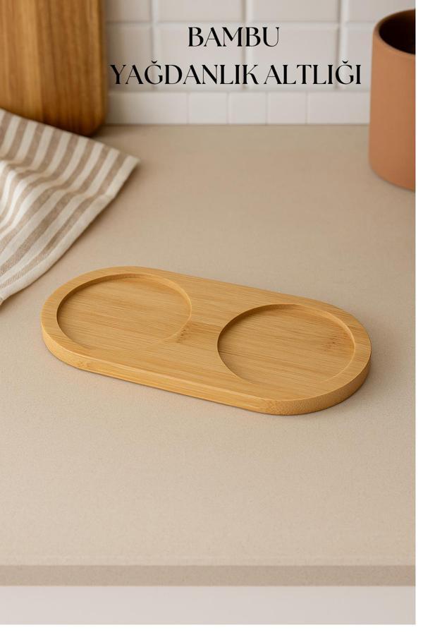 Bambu Yağdanlık Altlığı Çift Yuvalı 9x19 Cm - Image 1
