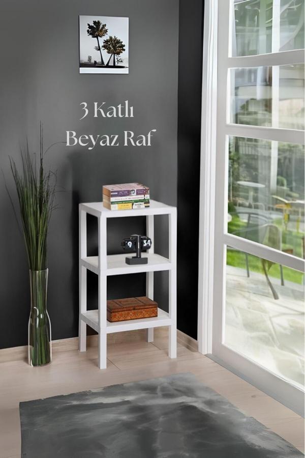 3 Katlı Beyaz Raf Kitaplık & Banyo Düzenleyicisi 73,5 cm - Image 1