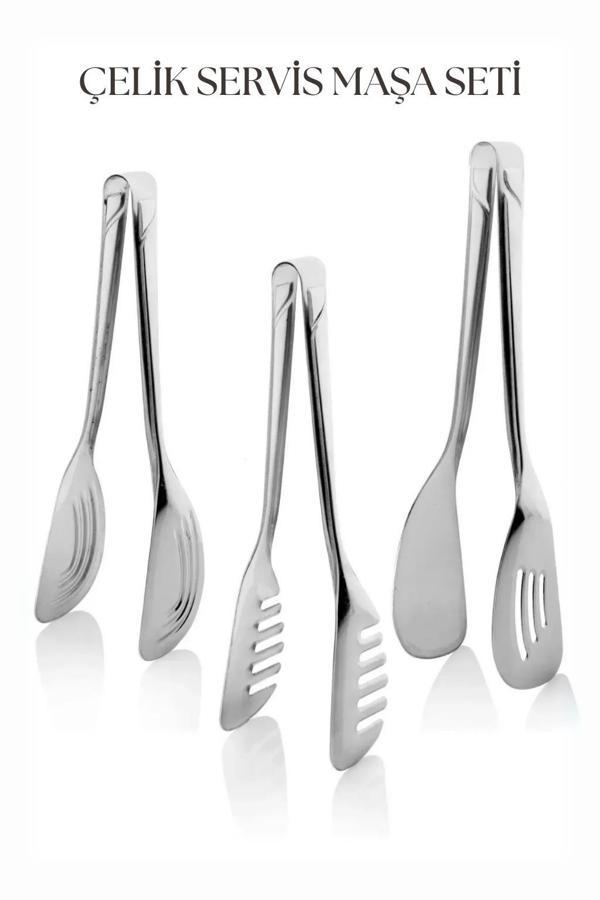 3’lü Servis Maşa Seti & Servis Seti & Sunum Servis Seti 22 Cm - Image 1