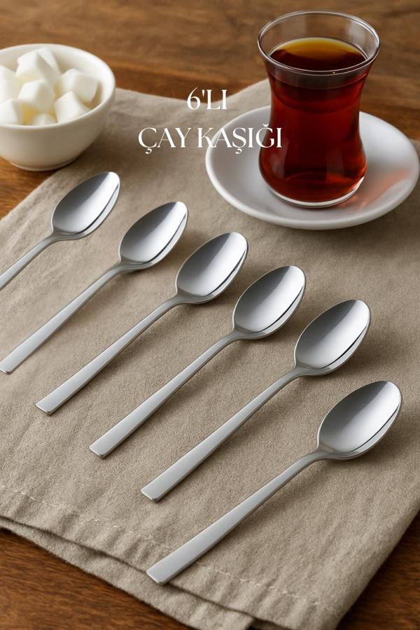 Paslanmaz Çelik 6’lı Çay Kaşığı Seti - Image 1
