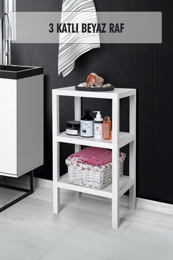 3 Katlı Beyaz Raf Kitaplık & Banyo Düzenleyicisi 73,5 cm - Image 1
