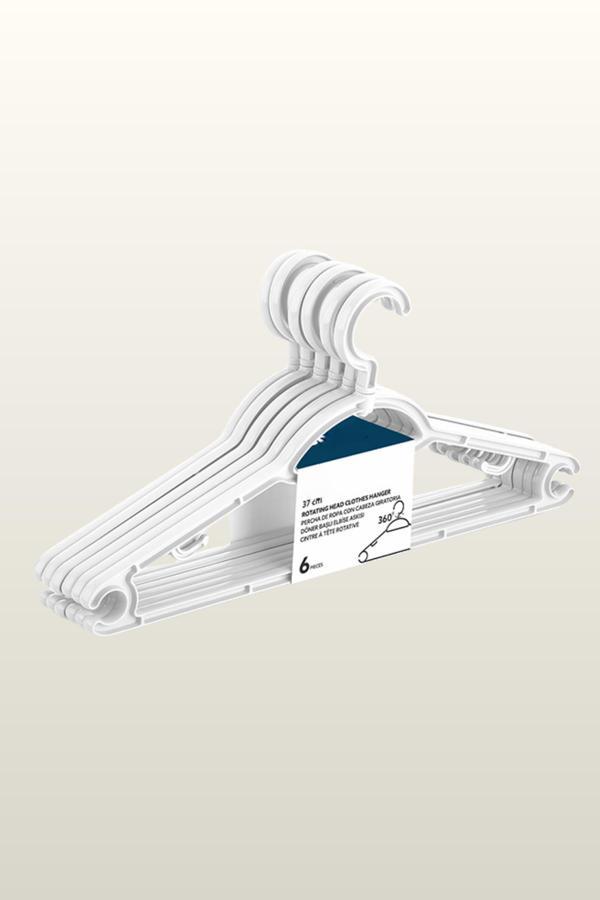 37 Cm Döner Başlı Beyaz Askı 6’lı Set - Image 1