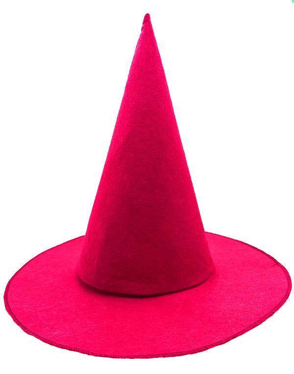 Pembe Fuşya Renk Keçe Cadı Şapkası Yetişkin Çocuk Uyumlu 35X38 cm - Image 1