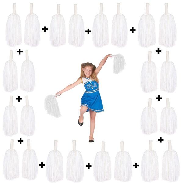 12 Çift Beyaz Gösteri Ponponu (24 Adet) - Image 1