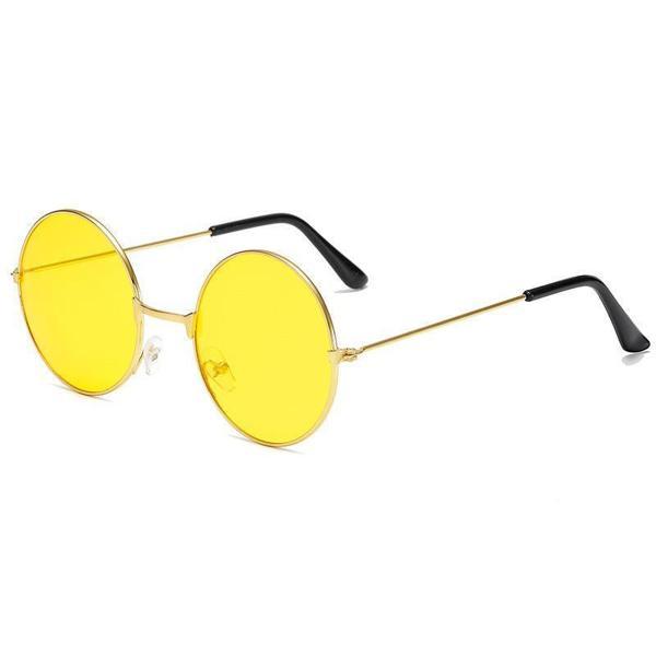 Yuvarlak Cam John Lennon Tarzı Gold Çerçeveli Sarı Gözlük - Image 1