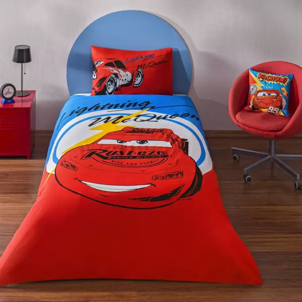 Taç Lisanslı Disney Cars Mcqueen Tek Kişilik Pamuk Nevresim Takımı - Image 1