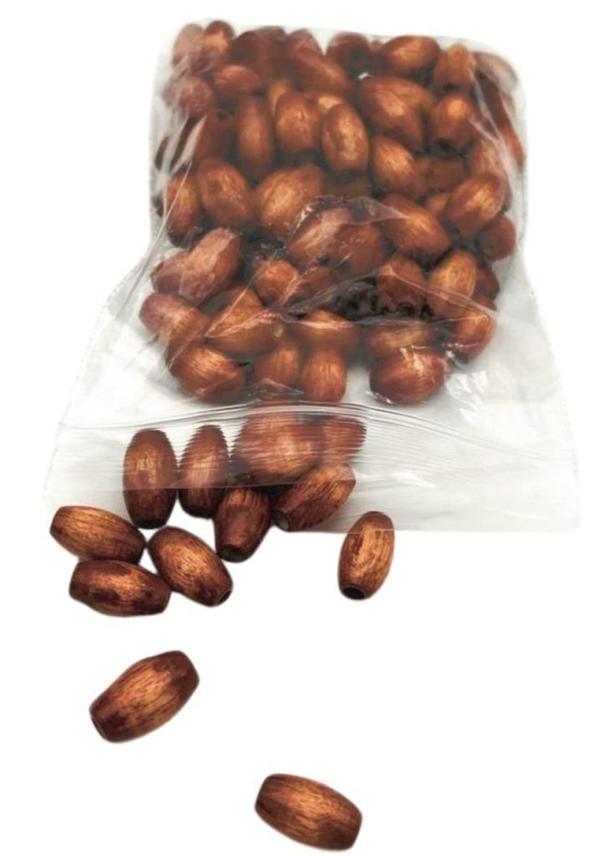 Angel Çanta Aksesuar 8 Mm Ahşap Oval Boncuk Taba Renk 50 Gr - Image 1