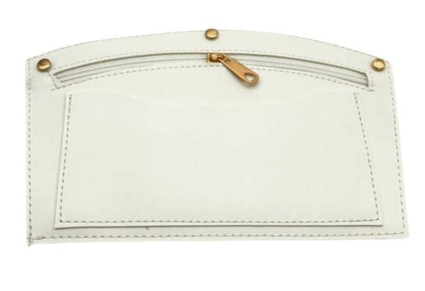 Angel Çanta Aksesuar 24x15 cm Beyaz Renk Troklu Suni Deri Cep Light Gold Metalli - Image 1