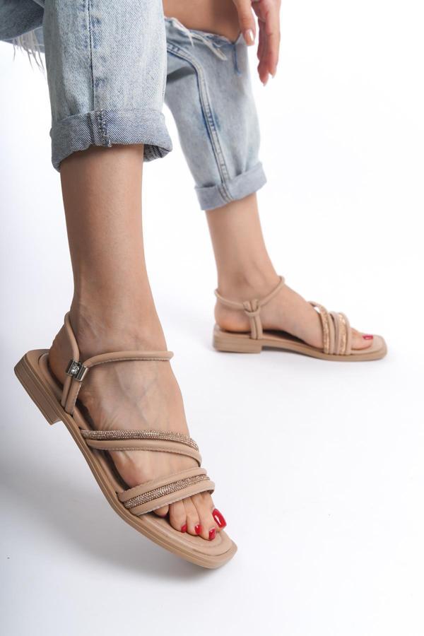 MİA026-1512 Günlük Kadın Nut Renkli Tatil Sandaleti - Image 1