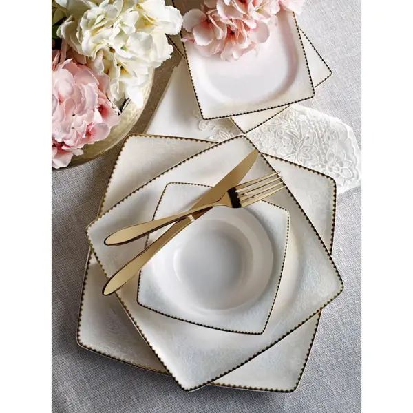 PİERRE CARDİN BLUSH 60 PARÇA YEMEK TAKIMI - Image 1