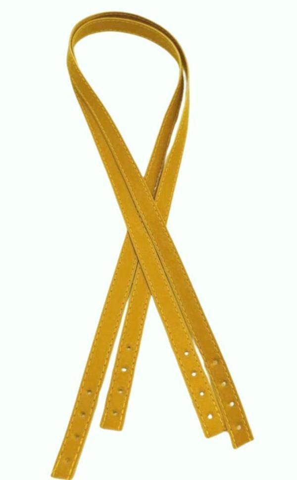 Angel Çanta Aksesuar Slim Model 70x1.2 cm Suni Deri Hardal Sarı Renk Çift Çanta Sapı - Image 1