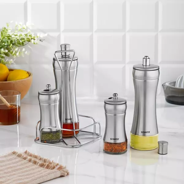 Schafer Retro Yağlık+Sirkelik Seti 5 Parça-Inox-INX01 - Image 1