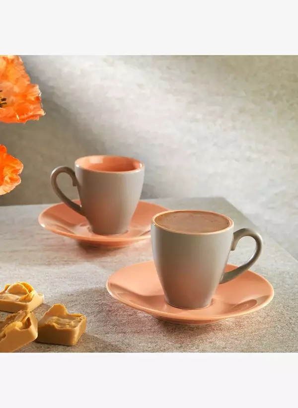 Schafer Aurora 2 Kişilik Kahve Fincan Takımı 4 Parça-Pembe - Image 1