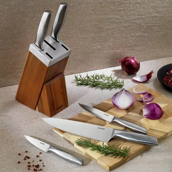 Schafer Solide Ahşap Bıçak Seti 6 Parça-Kahverengi03 - Image 1