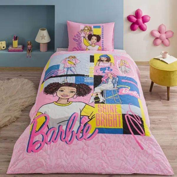 Taç Lisanslı Barbie Bright Tek Kişilik Pamuk Complete Set - Image 1