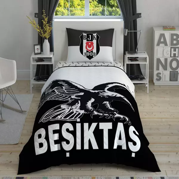 Taç Lisanslı Beşiktaş Kartal Pamuk Tek Kişilik Complete Set - Image 1