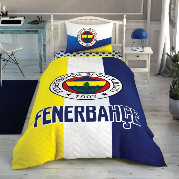 Taç Lisanslı Fenerbahçe Logo Pamuk Tek Kişilik Complete Set - Image 1
