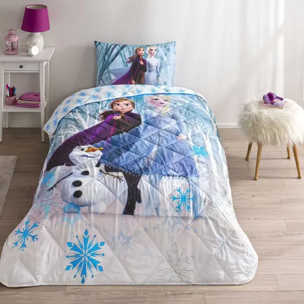 Taç Lisanslı Disney Frozen Winter Tek Kişilik Pamuk Yorgan Seti - Image 1