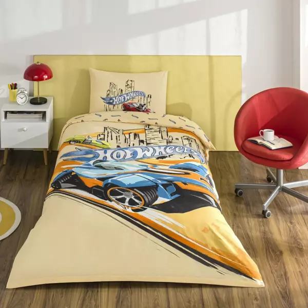 Taç Lisanslı Hot Wheels Winner Tek Kişilik Pamuk Nevresim Takımı - Image 1