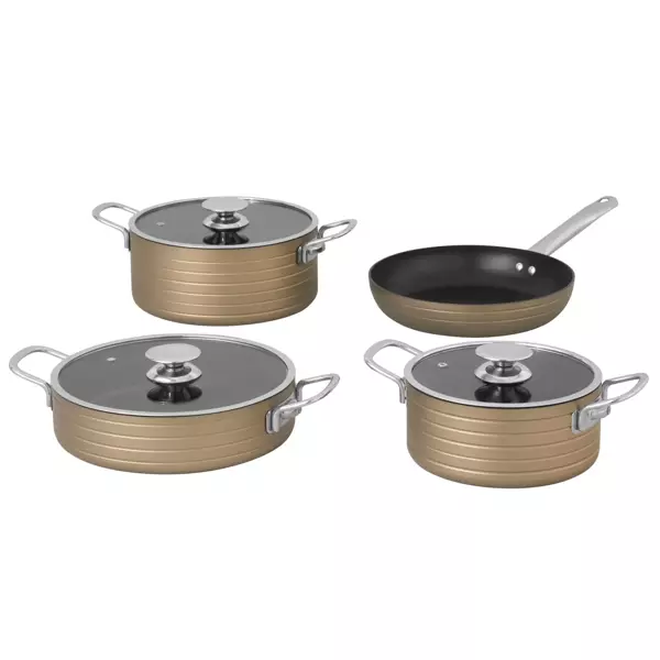 PİERRE CARDIN DIAMOND GRANIKS GOLD 7 PARÇA TENCERE SETİ - Image 1