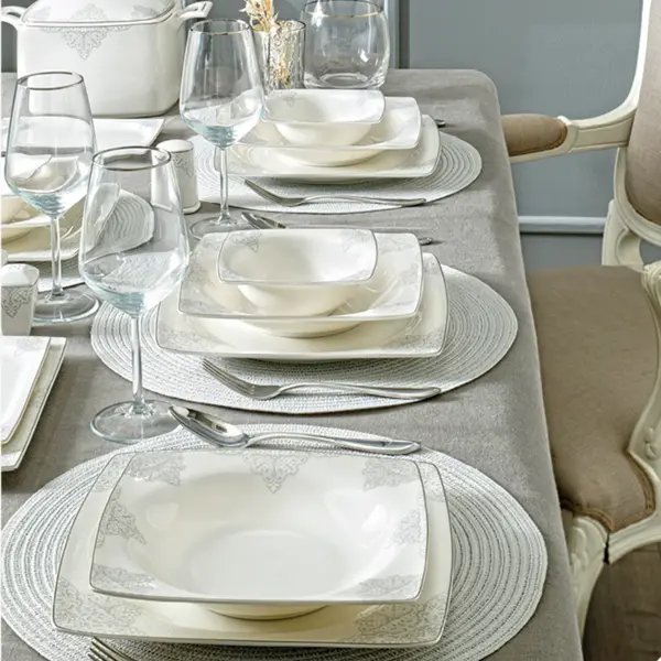 Pierre Cardin Mathilda Kare 60 Parça 12 Kişilik Yemek Takımı - Image 1