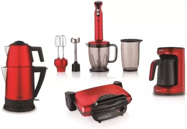 Schafer Kea Elektro Mega Ev Aletleri 4 lü Set Kırmızı - Image 1