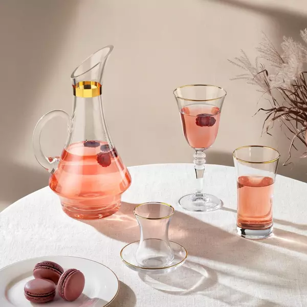 Schafer Alisa 49 Parça Cam Bardak Seti Gold - Image 1
