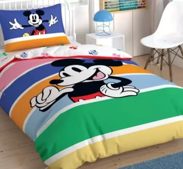 TAC LİSANSLI MICKEY MOUSE RAINBOW TEK KİŞİLİK NEVRESİM TAKIMI - Image 1