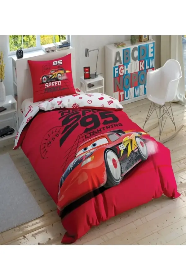 TAC LİSANSLI DİSNEY CARS SPEED FRENZY NEVRESİM TAKIMI TEK KİŞİLİK - Image 1