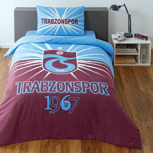 TAÇ LİSANSLI TRABZONSPOR LIGHT GLOW TEK KİŞİLİK PAMUK NEVRESİM TAKIMI - Image 1