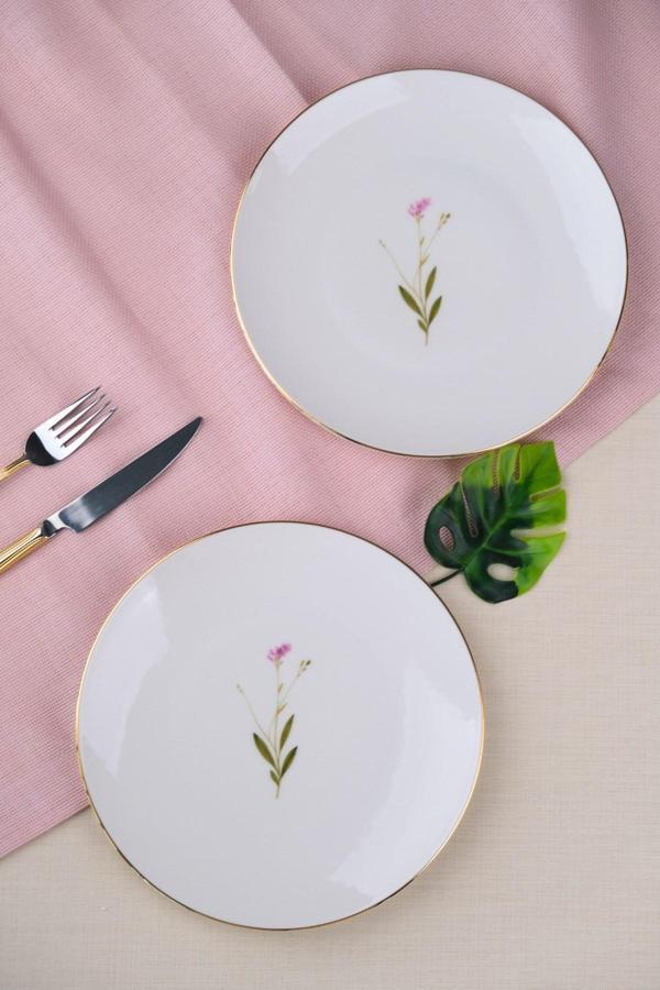 Tabak Evi Porselen Natura Çuha Altın Yaldız Pasta Tabağı 20,50cm 2 li - Image 1