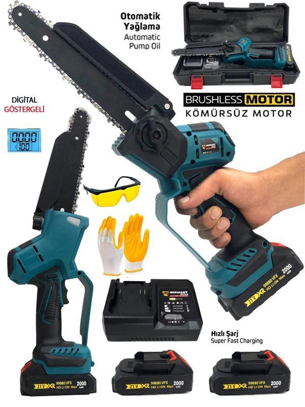 Germany Style Kömürsüz  24Cm Pala Otomatik Yağlama Dijital Şarjlı Dal Budama Kesme Makinesi Testeres - Image 1