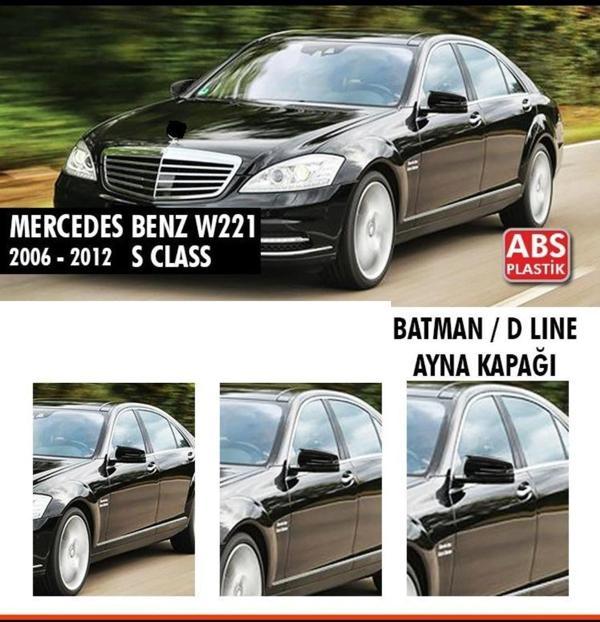 Mercedes S Uyumlu Serisi W221 (2006-2012) Batman Yarasa Ayna Kapağı (Parlak Siyah) - Image 1