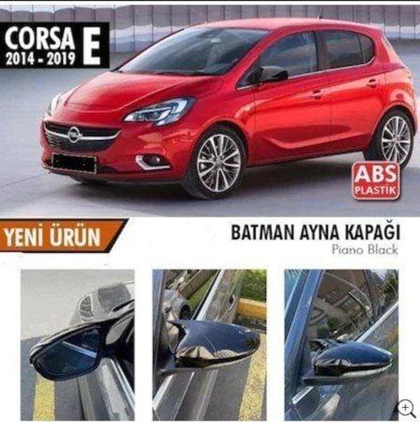 Opel Corsa Uyumlu E (2014-2019) Batman Yarasa Ayna Kapağı (Parlak Siyah) - Image 1