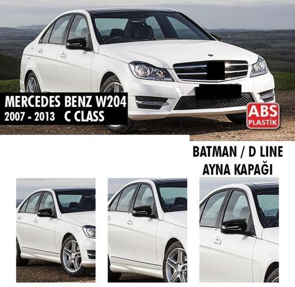 Mercedes C Uyumlu Serisi W204 (2007-2013) Batman Ayna Kapağı (Parlak Siyah) - Image 1
