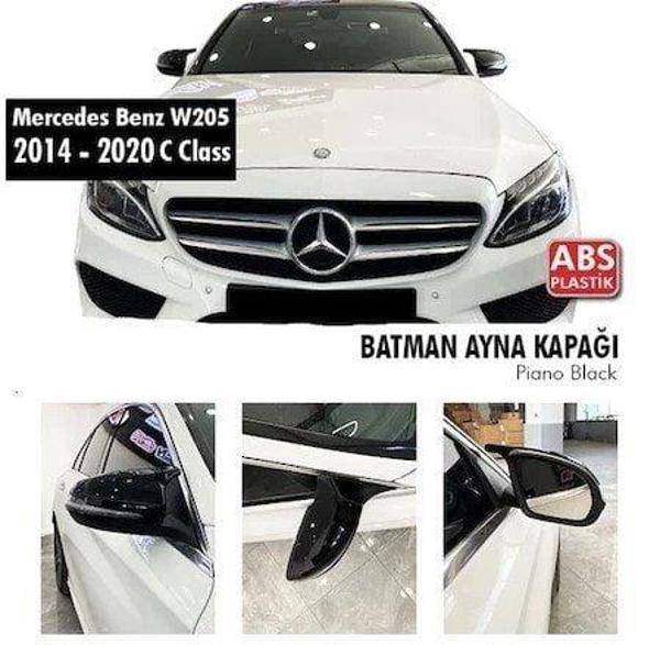 Mercedes C Uyumlu Serisi W205 (2015-2020) Batman Yarasa Ayna Kapağı (Parlak Siyah) - Image 1
