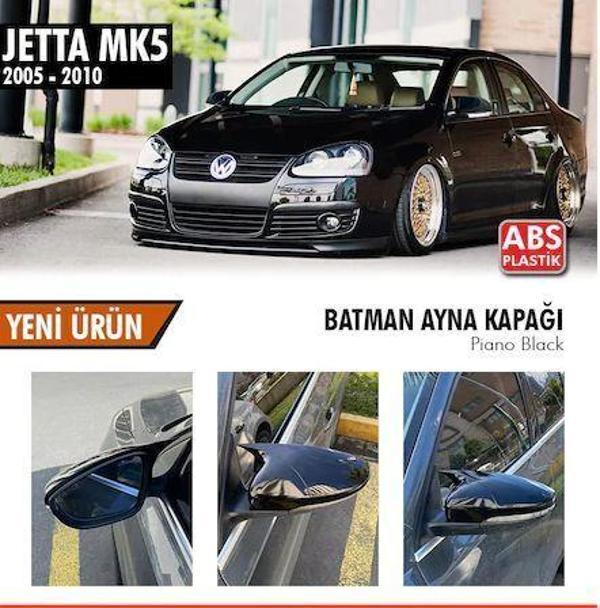Volkswagen Jetta Uyumlu Mk5 (2005-2010) Batman Yarasa Ayna Kapağı (Parlak Siyah) - Image 1