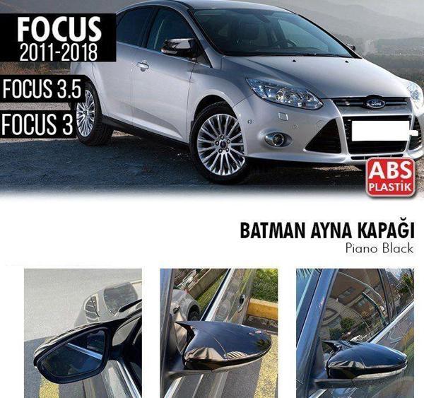 Ford Focus Uyumlu 3-3,5 (2011-2018) Sedan Batman Ayna Kapağı (Parlak Siyah) - Image 1