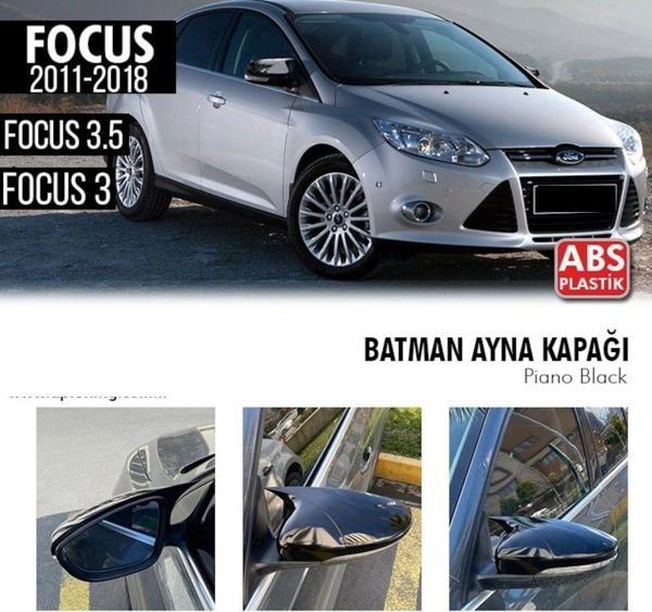 Ford Focus Uyumlu 3-3,5 (2011-2018) Hatchback Batman Ayna Kapağı (Parlak Siyah) - Image 1