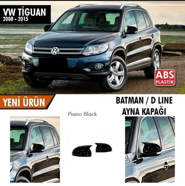 Volkswagen Tiguan Uyumlu (2008-2015) Batman Yarasa Ayna Kapağı (Parlak Siyah) - Image 1