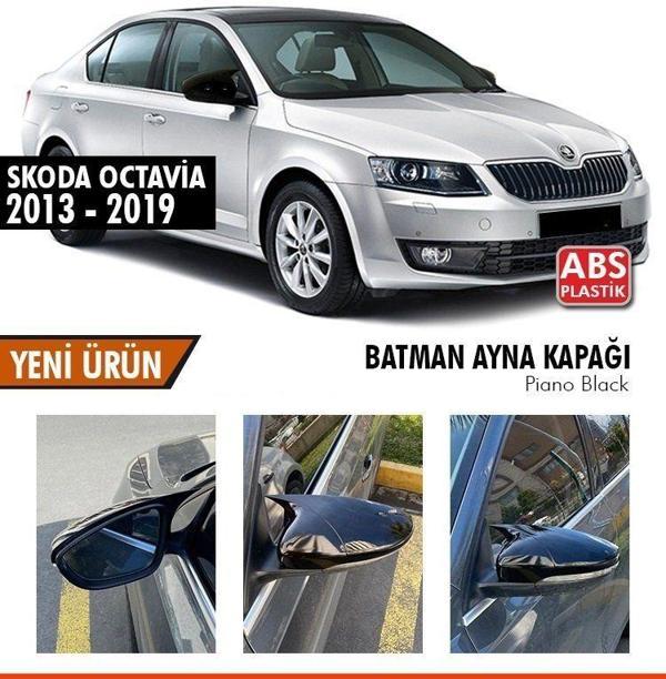 Skoda Octavia Uyumlu (2013-2019) Batman Yarasa Ayna Kapağı (Parlak Siyah) - Image 1