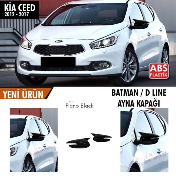 Kia Ceed Uyumlu (2012-2017) Batman Yarasa Ayna Kapağı (Parlak Siyah) - Image 1