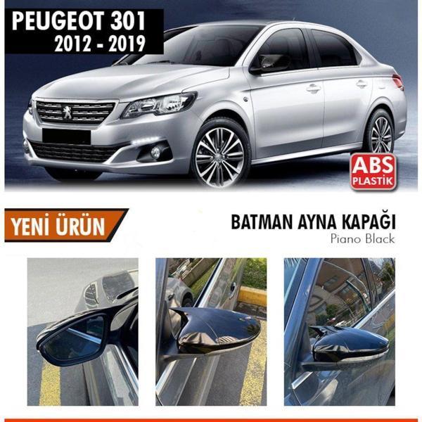 Peugeot 301 Uyumlu 2012 Sonrası Batman Yarasa Ayna Kapağı (Piano Black) - Image 1
