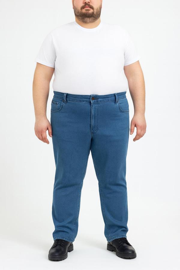Regular Fit Likralı Büyük Beden Erkek Jean Pantolon 7374 - Image 1
