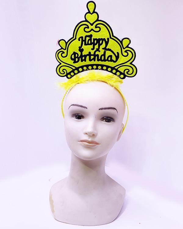 Happy Birthday Neon Sarı Taç - Image 1