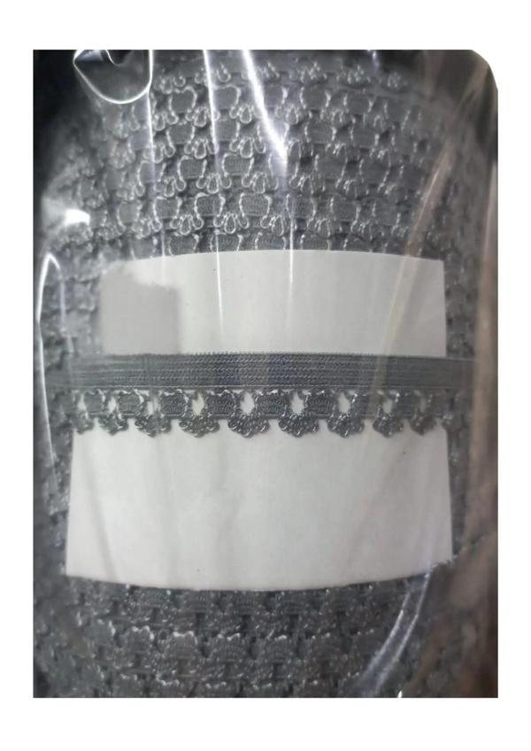 Çamaşır Lastiği Dantelli 1 cm 1 Metre Gri - Image 1