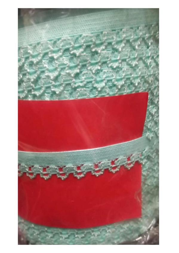 Çamaşır Lastiği Dantelli 1 cm 1 Metre Su Yeşili - Image 1