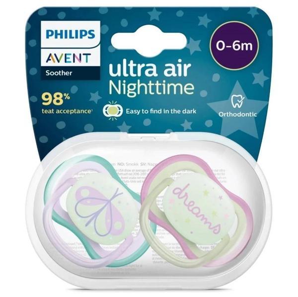 Philips Avent Ultra Air Night Karanlıkta Parlar Gece Emziği 0-6 ay Kız SCF376/19 - Image 1
