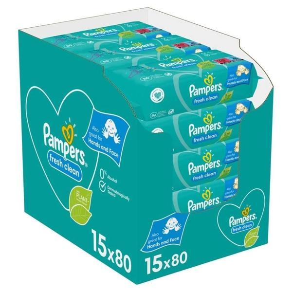Prima Pampers Baby Yenidoğan Fresh Clean Islak Havlu 80x15 Adet (1200 Yaprak) - Image 1