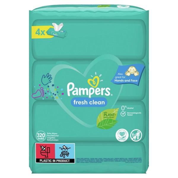Prima Pampers Baby Yenidoğan Fresh Clean Islak Havlu 80x4 Adet (320 Yaprak) - Image 1